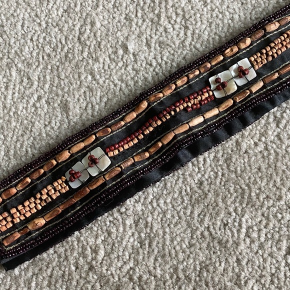 Beaded Tasseled Satin Belt - Picture 5 of 5